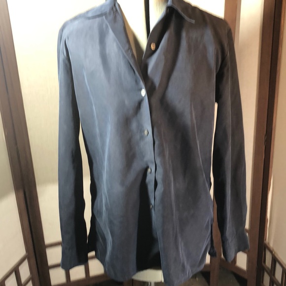 Liz Claiborne Lizsport navy business casual shirt/sz M/ button down/long sleeves - Picture 1 of 13